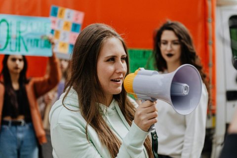 photo of a girl with a megaphon
